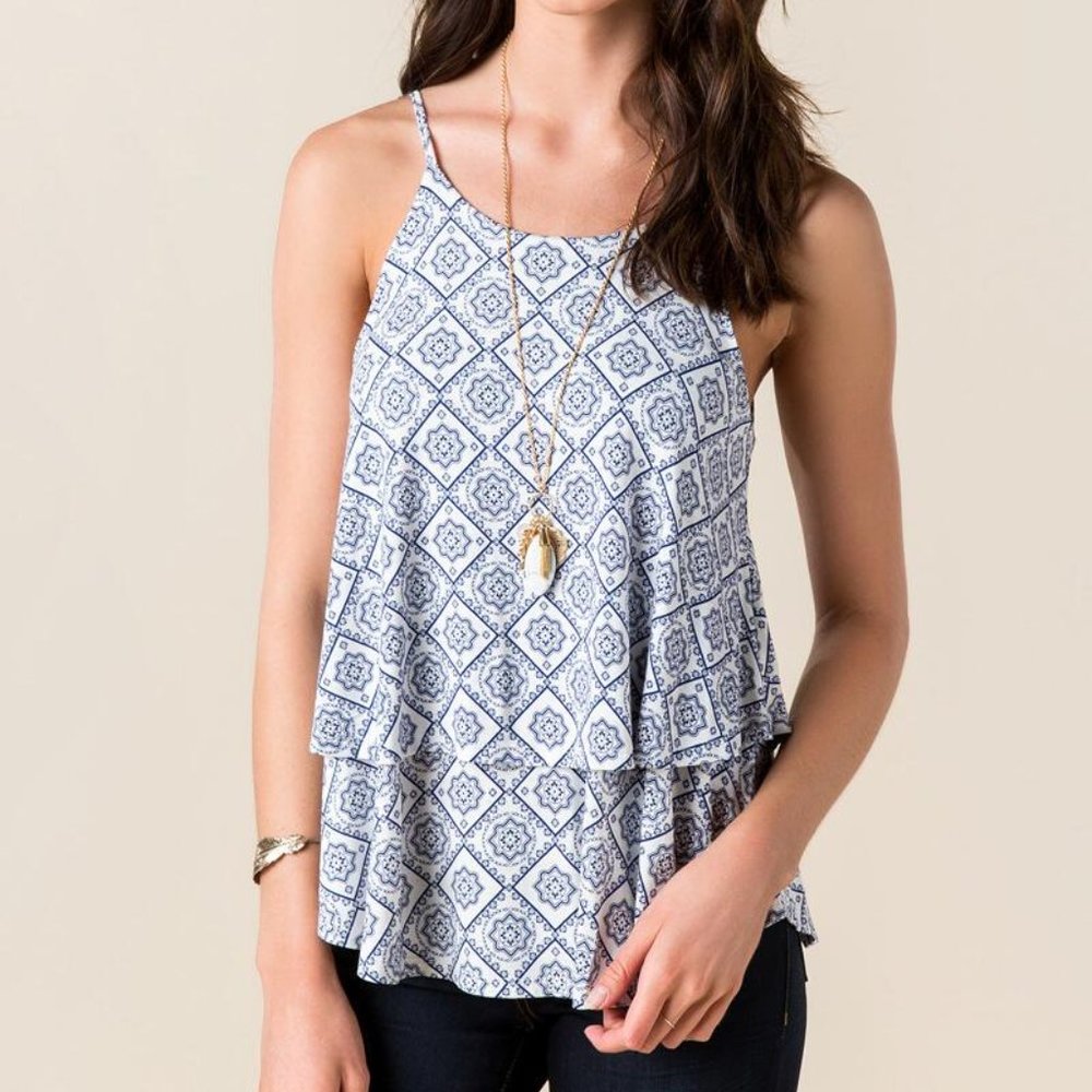 Francesca's Printed layered Tank Top